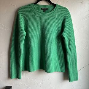 Banana Republic 100% Cashmere Green Rib Knit Sweater Quiet Luxury Prep Sz S
